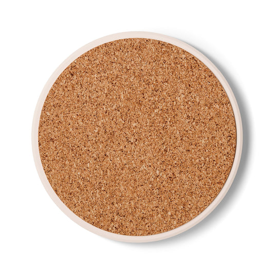 Ceramic Coaster — "Kleine Pause. Grosser Genuss." Retro Geometric Coffee Coaster