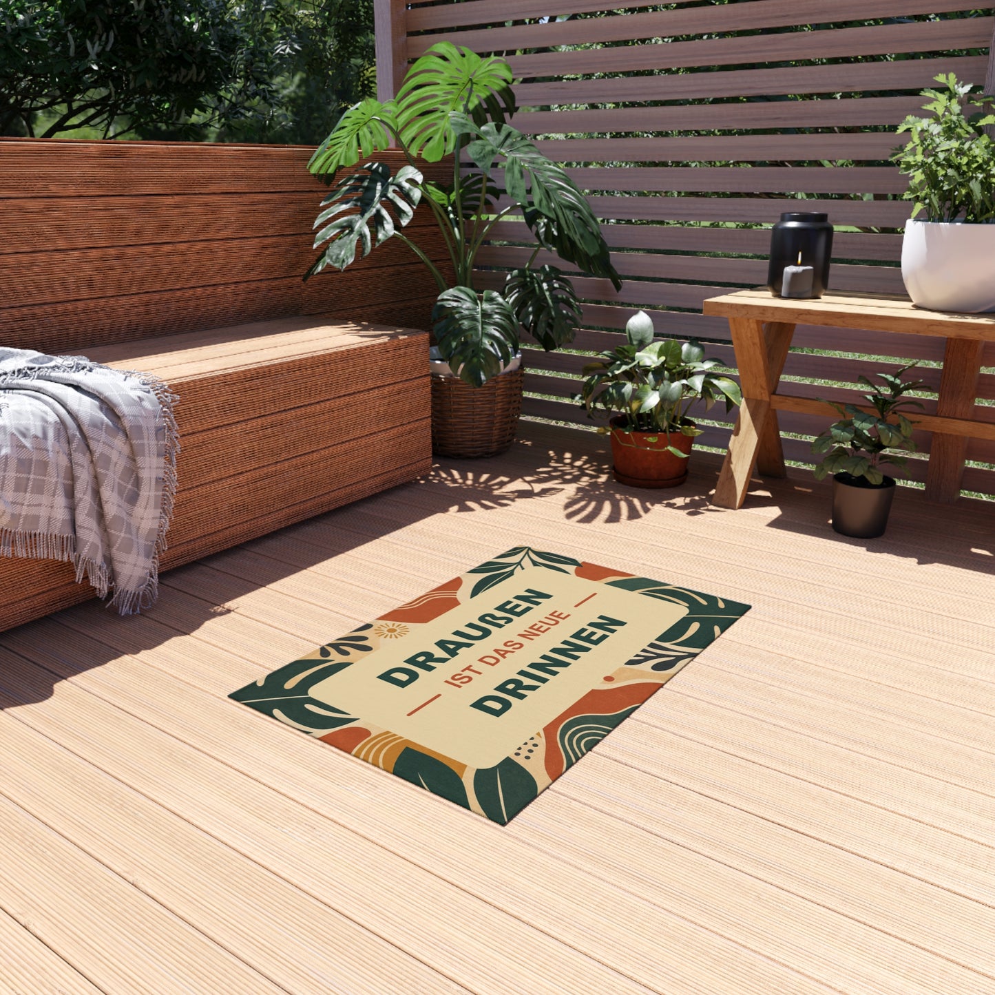 Outdoor Rug – „Draußen ist das neue Drinnen“ Tropenblatt Patio-Matte