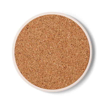 Ceramic Coaster — "Kleine Pause. Grosser Genuss." Retro Geometric Coffee Coaster