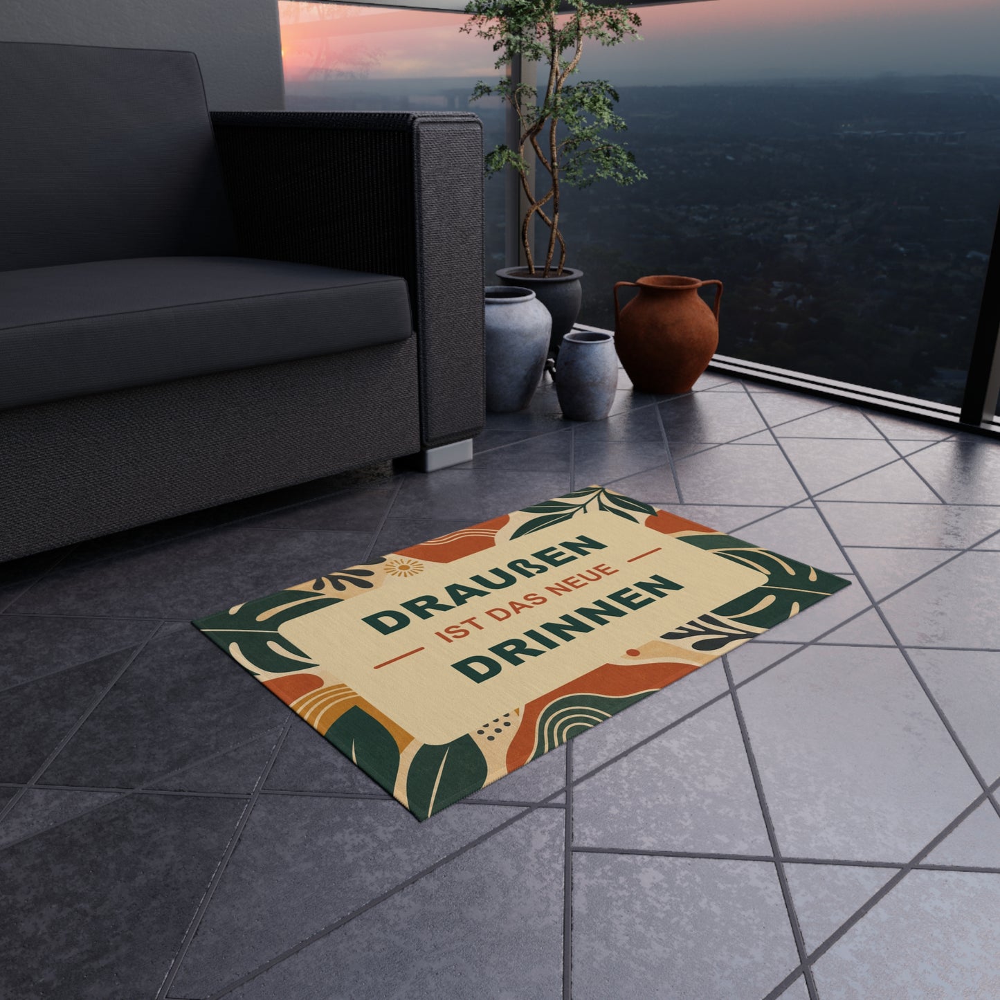 Outdoor Rug – „Draußen ist das neue Drinnen“ Tropenblatt Patio-Matte