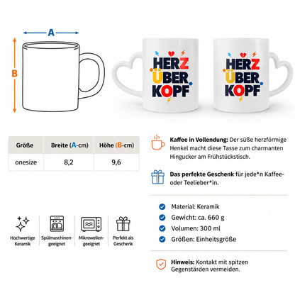 Herz über Kopf – Tasse mit Herzhenkel