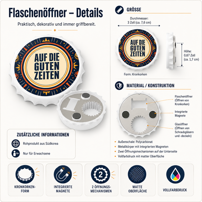 Bottle Opener — “Auf die guten Zeiten” Retro Beer Bottle Opener